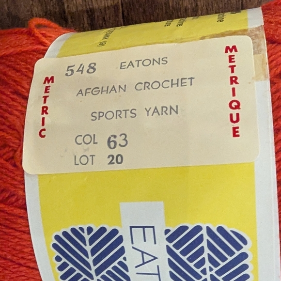 Vintage EATONS AFGHAN CROCHET SPORTS YARN Orange Acrylic 300g - Picture 4 of 6